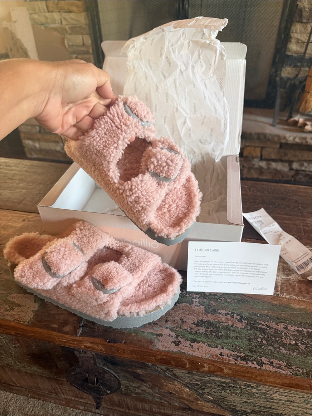 Birkenstock Papillio Pink Sandals with lambskin lining